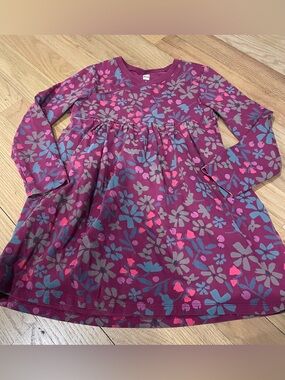 Tea Collection Girls Floral Dress in Magenta with Blue & Pink Flowers